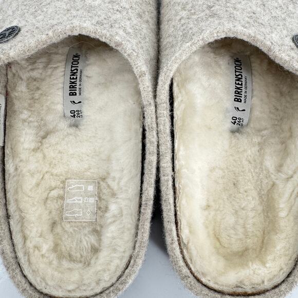 Birkenstock Zermatt Shearling Wool Felt Slip on Mule Eggnog Color Women's 40 - Picture 5 of 10